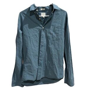 J Crew Slim Shirt Men Medium Turquoise Grey Button Long Sleeve